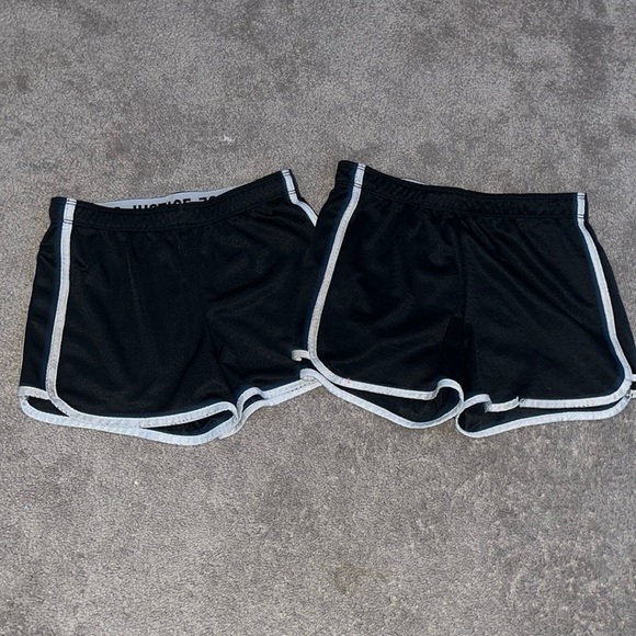 Justice Pants - 2 JUSTICE black short! size XS! worn! black! one has a hole (easy fix)
